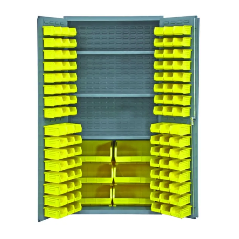Vestil VSC-3501-102 Steel/Plastic Storage Cabinet with 102 Yellow Bins