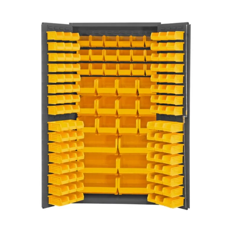 Vestil VSC-3501-132 Steel/Plastic Storage Cabinet with 132 Yellow Bins