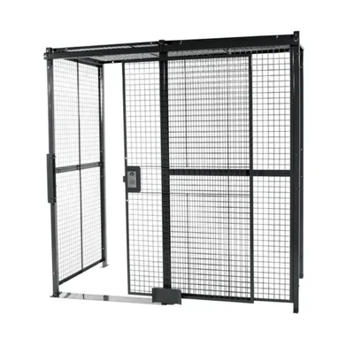 Vestil WPC-10X10-4C Welded Wire Mesh With Sliding Door With Ceiling Driver/Trucker Cage Gray