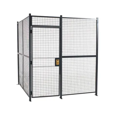 Vestil WPC-8X8-4C Welded Wire Mesh With Hinged Door With Ceiling Driver/Trucker Cage Gray