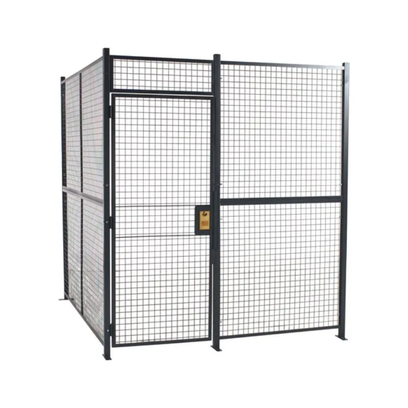 Vestil WPC-8X8-4C Welded Wire Mesh With Hinged Door With Ceiling Driver-Trucker Cage Gray