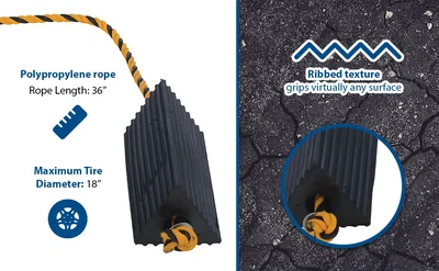 Vestil AC-13 Rubber Airline Wheel Chock - product feature image