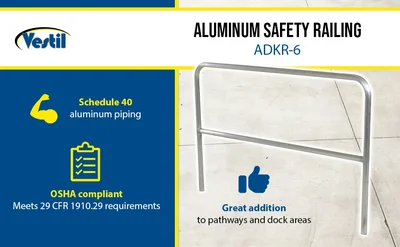 Vestil ADKR-6 Aluminum Pipe Safety Railing - product feature image