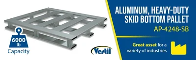 Vestil Aluminum Skid Bottom Pallet 47-7/8 In. x 42 In. x 5-1/16 In. 6000 Lb. Capacity Silver - product feature image