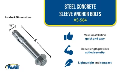 Vestil AS-584 Concrete Sleeve Anchor Bolts - product feature image