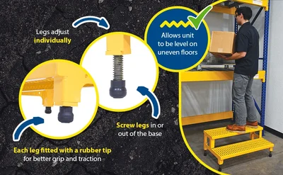 Vestil ASP-36 Steel Adjustable Step Mate Stand - product feature image