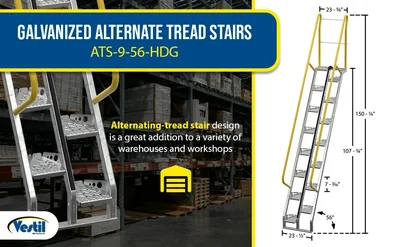 Vestil ATS-9-56-HDG Galvanized Alternate Tread Stair - product feature image