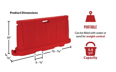 Vestil BCD-7636-RD Polyethylene Stackable Barricade - product feature image