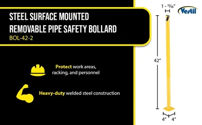 Vestil BOL-42-2 Steel Pipe Safety Bollard - product feature image