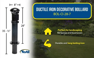 Vestil BOL-CI-28-7 Ductile Iron Decorative Bollard - product feature image