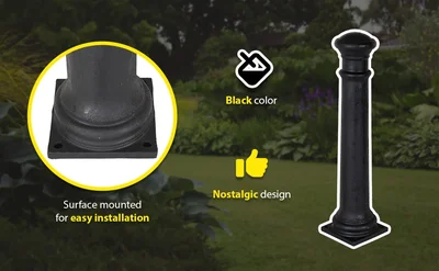 Vestil BOL-CI-38-8 Ductile Iron Decorative Bollard - product feature image