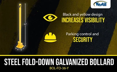 Vestil BOL-FD-36-Y Steel Fold-Down Galvanized Bollard - product feature image