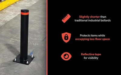 Vestil BOL-G-24-3.5 Garage Black Steel Pipe Safety Bollard - product feature image