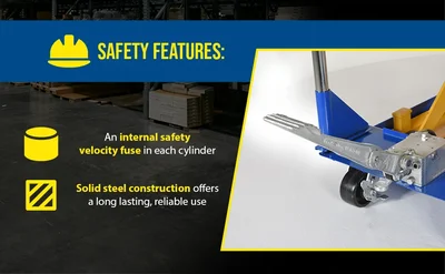 Vestil Steel Foot Pump Powered Scissor Cart 48 In. x 32 In. 1000 Lb. Capacity Blue / Yellow - product feature image
