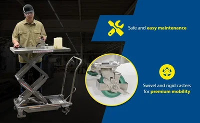 Vestil CART-600-D-SS2 304 Stainless Steel Double Scissor Cart - product feature image