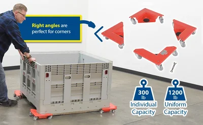 Vestil CMD-S-300-4PK Corner Mover Dolly Steel - product feature image