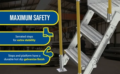 Vestil Galvanized Steel Crossover Ladder 3 Step 23-1/2 In. x 48 In. 500 Lb. Capacity Silver - product feature image