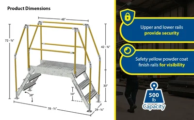 Vestil Galvanized Steel Crossover Ladder 3 Step 23-1/2 In. x 48 In. 500 Lb. Capacity Silver - product feature image