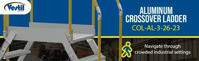 Vestil Aluminum Crossover Ladder 3 Step 36 x 29-1/8 In. Platform 500 Lb. Capacity Silver - product feature image