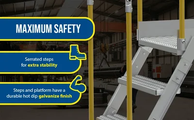 Vestil Aluminum Crossover Ladder 3 Step 60 x 29-1/8 In. Platform 500 Lb. Capacity Silver - product feature image
