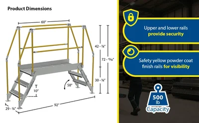 Vestil Aluminum Crossover Ladder 3 Step 60 x 29-1/8 In. Platform 500 Lb. Capacity Silver - product feature image