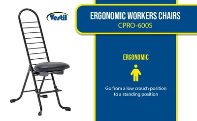 Vestil CPRO-600S Steel Height Ergonomic Worker Chair - product feature image