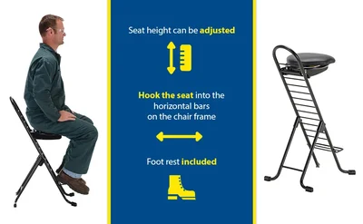 Vestil CPRO-600S Steel Height Ergonomic Worker Chair - product feature image