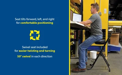 Vestil CPRO-600S Steel Height Ergonomic Worker Chair - product feature image