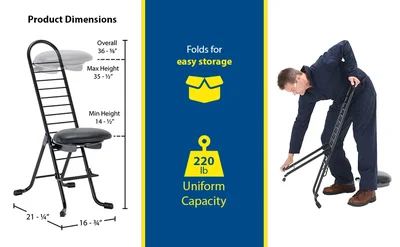 Vestil CPRO-600S Steel Height Ergonomic Worker Chair - product feature image