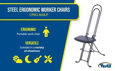 Vestil CPRO-800LP Steel Height Ergonomic Worker Chair - product feature image