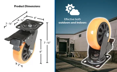 Vestil CST-BN-6X2PUP-SWTB Polyurethane Swivel With Total Brake Caster - product feature image