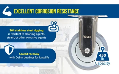 Vestil CST-E-SS-4X1TPR-R Thermoplastic Rubber Rigid Caster - product feature image