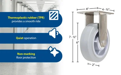 Vestil CST-E-SS-6X2TPR-R Thermoplastic Rubber Rigid Caster - product feature image