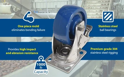 Vestil CST-F-SS-5X2SP-SWTB Solid Polyurethane Swivel With Total Brake Caster - product feature image