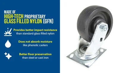 Vestil CST-HLD-5X2GFN-S Light Duty Glass Filled Nylon Swivel Caster - product feature image