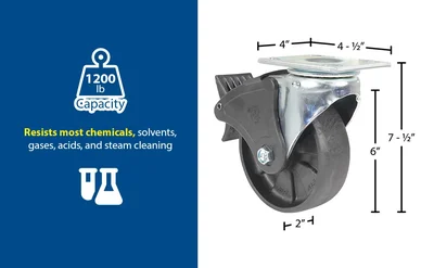 Vestil CST-HLD-6X2GFN-SWTB1 Light Duty Glass Filled Nylon Swivel - product feature image
