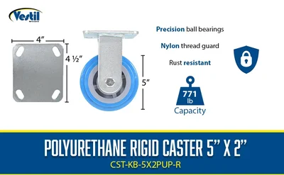 Vestil CST-KB-5X2PUP-R Polyurethane Rigid Caster - product feature image