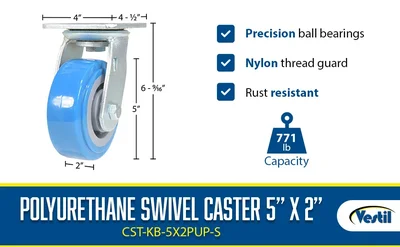 Vestil CST-KB-5X2PUP-S Polyurethane Swivel Caster - product feature image