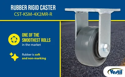 Vestil CST-KSM-4X2MR-R Rubber Rigid Caster - product feature image