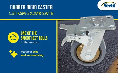 Vestil CST-KSM-5X2MR-SWTB Rubber Swivel With Total Brake Caster - product feature image