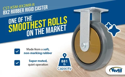 Vestil CST-KSM-8X2MR-R Rubber Rigid Caster - product feature image