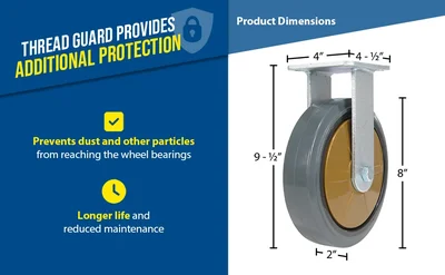 Vestil CST-KSM-8X2MR-R Rubber Rigid Caster - product feature image