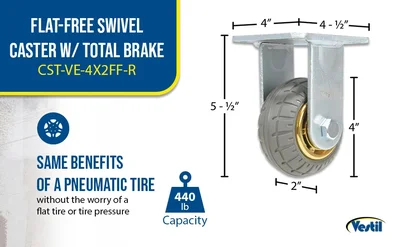 Vestil CST-VE-4X2FF-R Flat-Free Rigid Caster - product feature image