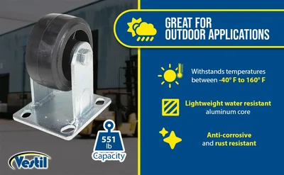 Vestil CST-VE-4X2MRA-R Rubber Rigid Caster - product feature image