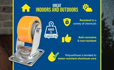 Vestil CST-VE-4X2PUA-S Polyurethane Swivel Caster - product feature image