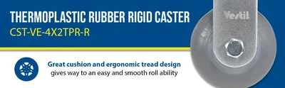 Vestil CST-VE-4X2TPR-R Thermoplastic Rubber Rigid Caster 485 Lb. Capacity - product feature image