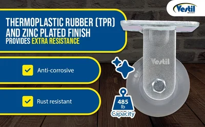 Vestil CST-VE-4X2TPR-R Thermoplastic Rubber Rigid Caster 485 Lb. Capacity - product feature image
