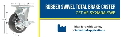 Vestil CST-VE-5X2MRA-SWB Rubber Swivel With Brake Caster - product feature image