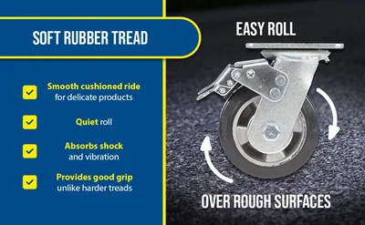 Vestil CST-VE-5X2MRA-SWB Rubber Swivel With Brake Caster - product feature image