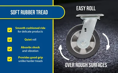 Vestil CST-VE-6X2MRA-S Rubber Swivel Caster - product feature image